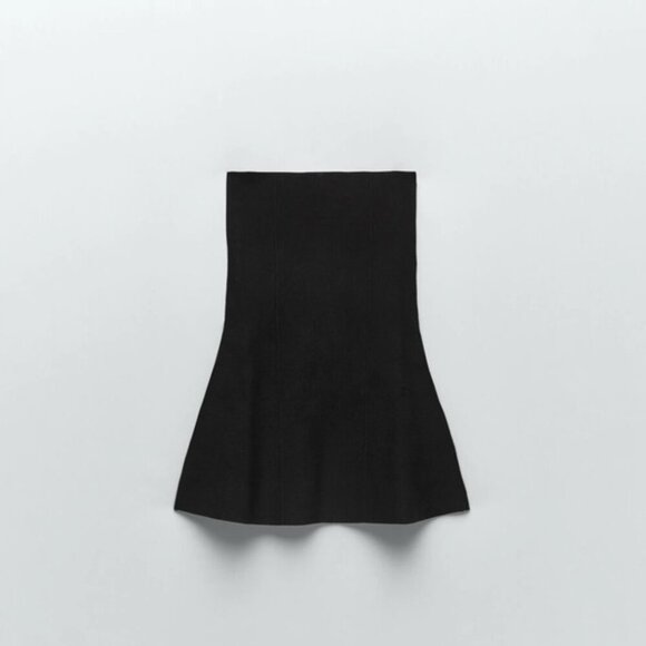 Rare! Zara Peplum Waist Black Strapless Knit Tube Top Size S NEW WITH TAG! - Picture 3 of 10